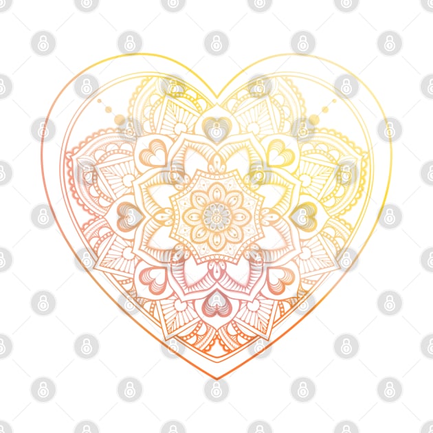 Mandala Heart and Sunrise Colors Zentangle Patterns by AudreyJanvier