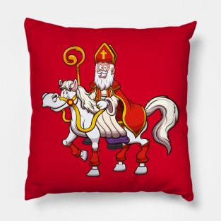 Saint Nicholas On Horse Pillow