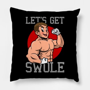 Let's Get Swole Funny Gym Workout Training Fitness Swole Cartoon Pillow