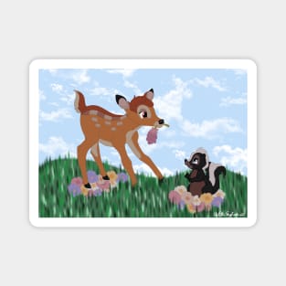 Bambi and Flower in the Flowers FULL COLOR Magnet