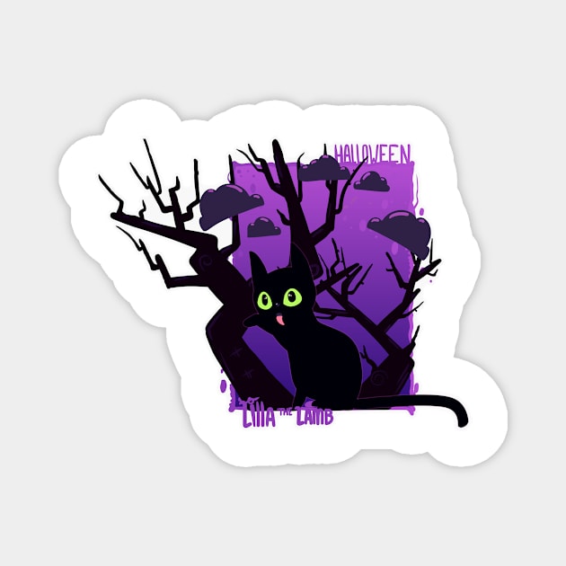 Black Cat  | Halloween | Lilla The Lamb Magnet by LillaTheLamb