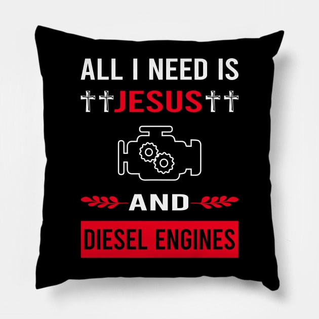 I Need Jesus And Diesel Engine Pillow by Good Day