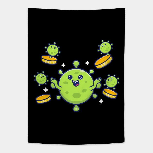 Cute virus with money 7 Tapestry by Catalyst Labs