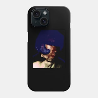 Digital collage, special processing. Strong guy in helmet. Protection, durable. Red and blue. Phone Case