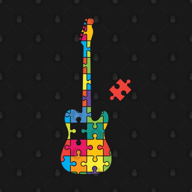 Color Puzzle T-Style Electric Guitar Silhouette by nightsworthy