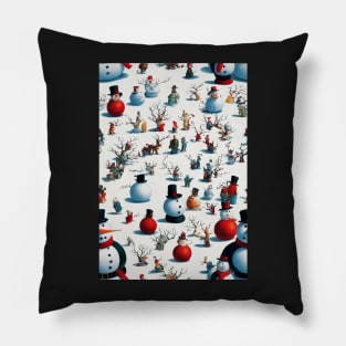 Christmas Seamless Pattern - Snowman #3 Pillow