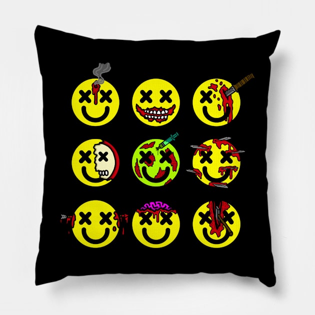 Smiley Face Death Pillow by GiantAlienMonster