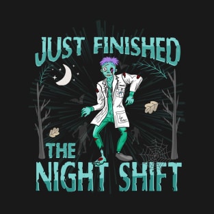 Funny Halloween Doctor Lab Coat Tired Zombie Costume Medical T-Shirt