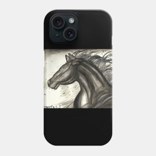 horse ink scribbles monochrome ink painting Phone Case