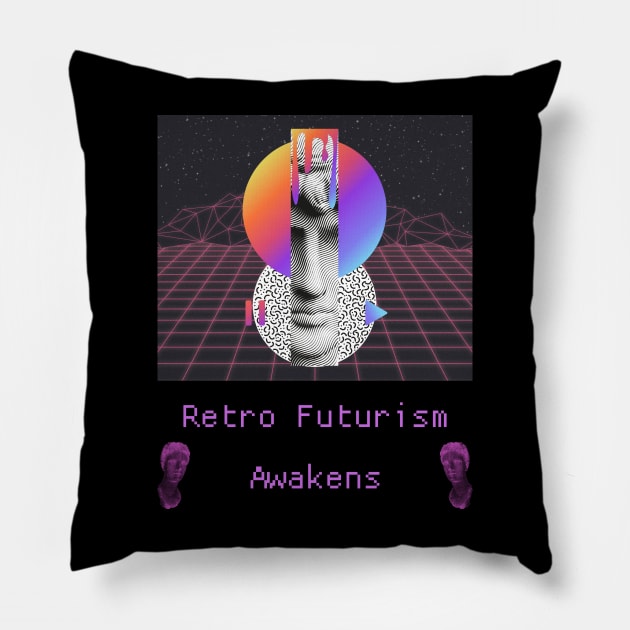 retrofuturism Pillow by vaporgraphic