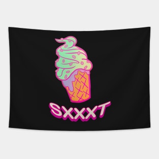 Ice cream cone black backdrop Tapestry