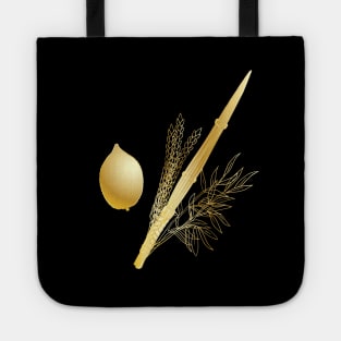 Happy Sukkot Lulav and Etrog Sukkah Leaves Jewish Holiday Gold Vintage Collection Shanah Tova Tote