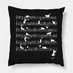 Cute Cat Kitty Playing Music Note Clef Musician Art Pillow