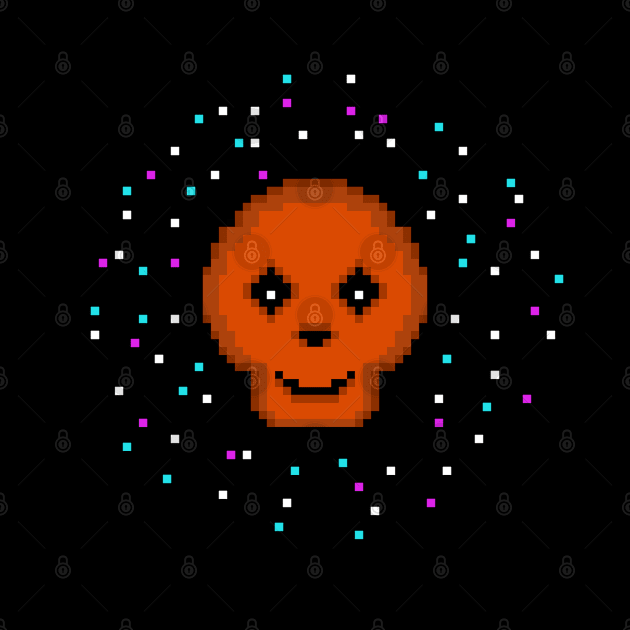 Halloween Skull Pixel Art (Orange and Black) by Zaerisfade