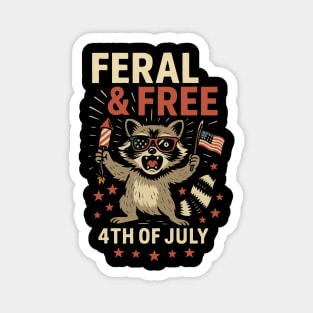 Feral & Free – Funny Patriotic Raccoon 4th of July Magnet