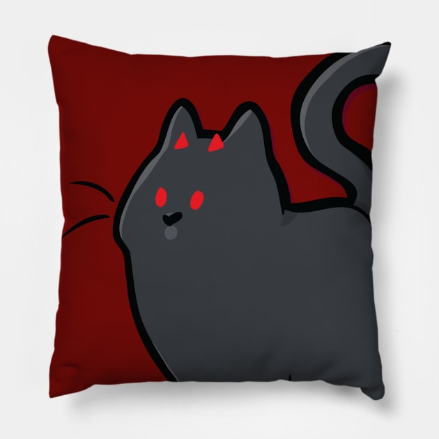 Devil Cat Pillow by Satyn