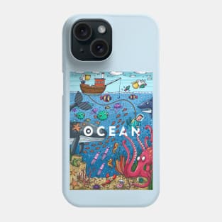 Ocean life colorful illustration Phone Case