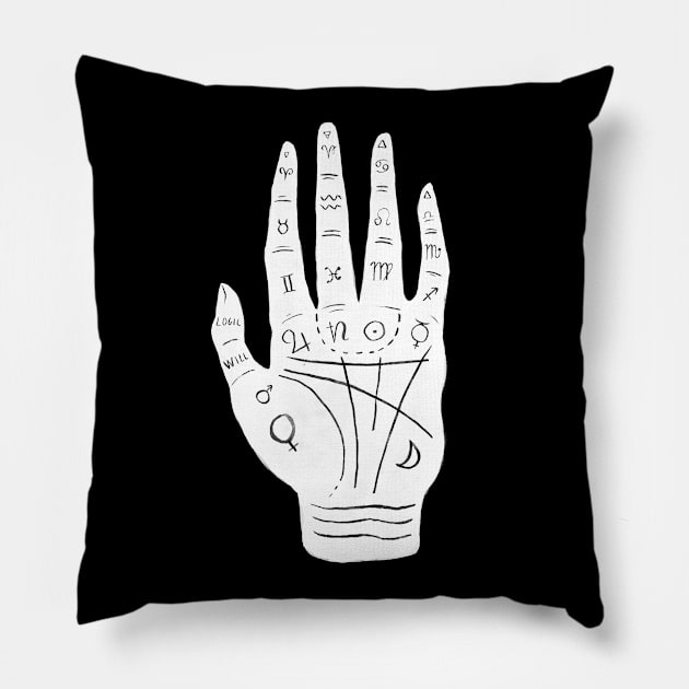 Palm Reading Chart Pillow by Serena Archetti