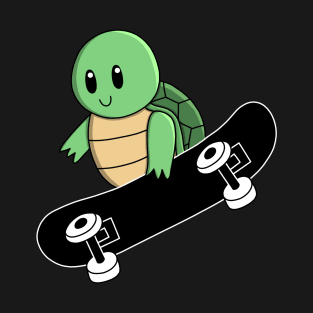 Green Turtle on Skateboard T-Shirt