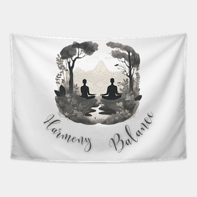 Harmony Balance, Meditation, Inspirational, Mental Health Tapestry by Peacock-Design