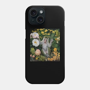 watercolor flowers surrounding a wild monkey Phone Case