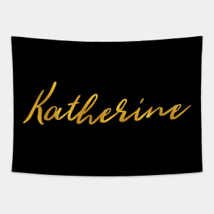 Katherine Name Hand Lettering in Faux Gold Letters Tapestry