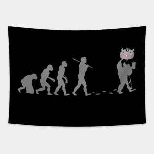 The evolution of monkeys to humans to pigs Tapestry