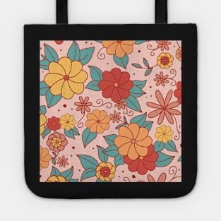 vintage groovy 70's floral wallpaper print Tote