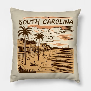 South Carolina Beach Summer Vacation Gift Pillow