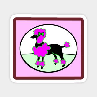 Pink Hair Poodle Dog Kids Magnet