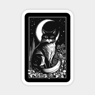 Black Cat Moon Tarot Witchy Magnet