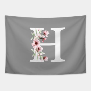 Letter H Monogram With Cherry Blossoms Tapestry