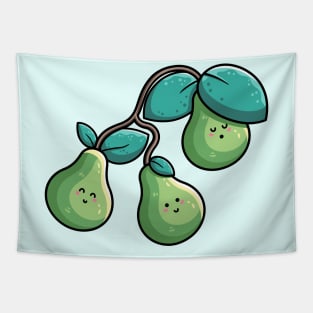 Three Kawaii Cute Pears Tapestry