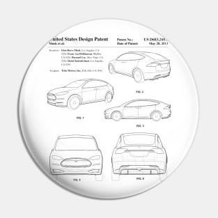 Tesla Model S Electric Car Vintage Patent Drawing Pin
