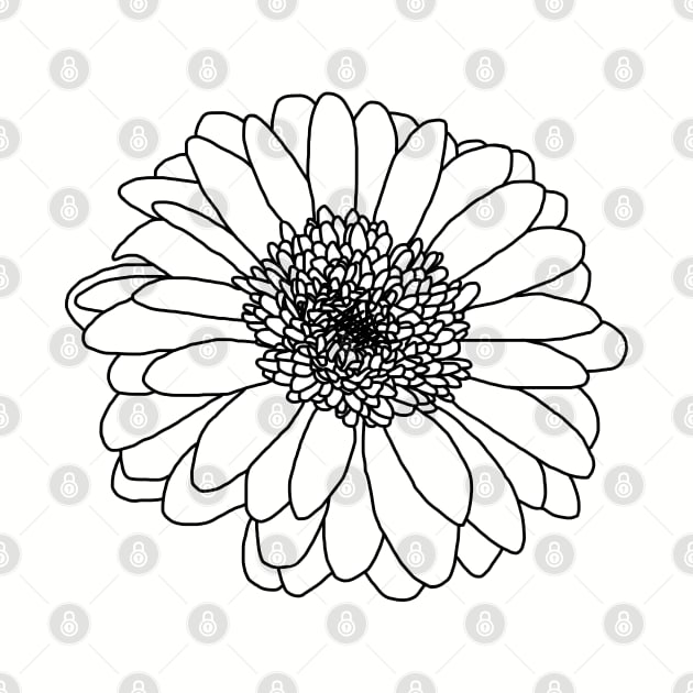 Gerbera Floral Line Drawing by ellenhenryart