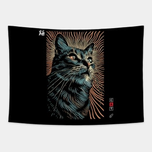 Cat mind. Optical Illusion Cat Tee: Unisex Feline Art Fun Gift, Enigmatic Whisker Wear for Pet Lovers & Modern Historians, Premium Tee Tapestry