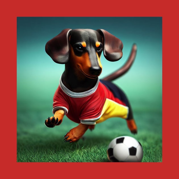 Dachshund Plays Football by Pickledjo