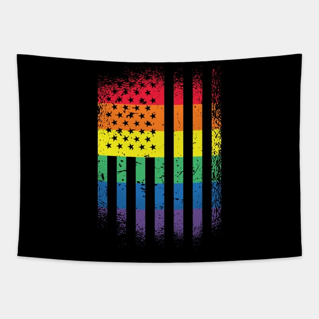 Pride American Flag Rainbow Flag Tapestry by Kali Space