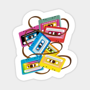 colorful 80s music cassettes with band salad Magnet