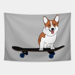 Corgi on Skateboard Tapestry