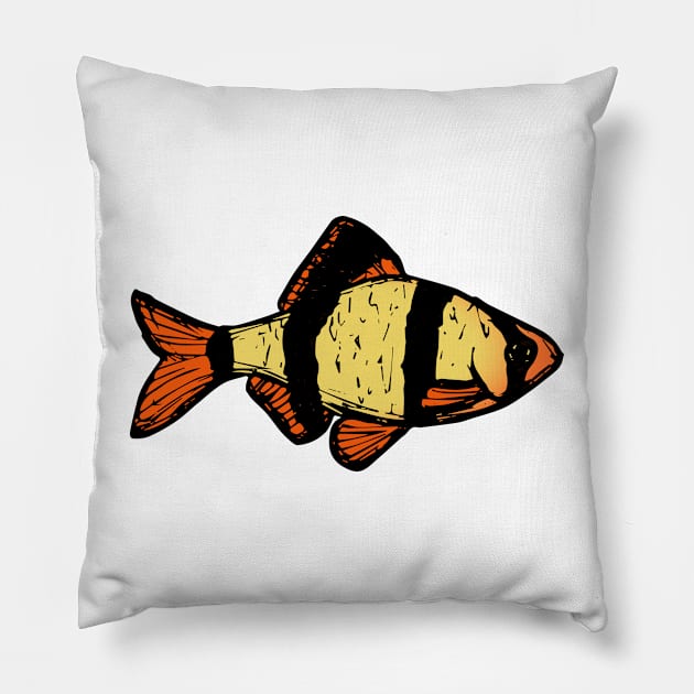 Tiger Barb - freshwater aquarium fish Pillow by DigitalShards