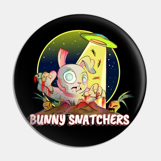 Cute Bunny Snatcher Rabbit Zombie Pin by Trendy Black Sheep