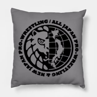 AJPW and NJPW combined Logo B&W Pillow