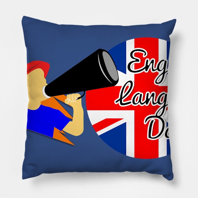 English Language Day Pillow by Khenyot