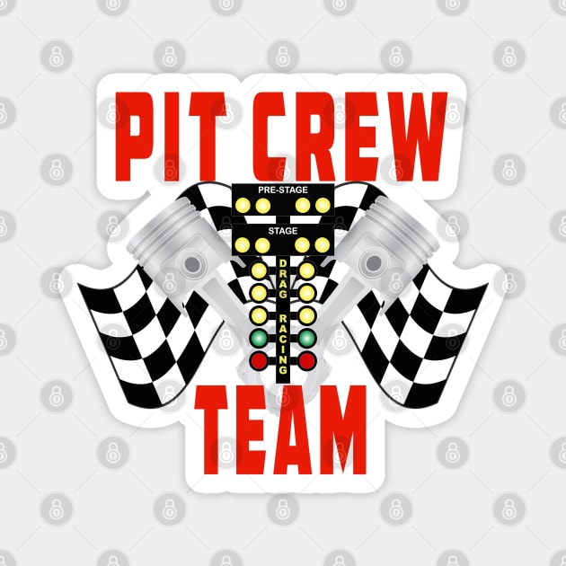 Pit Crew Team Racing Flag Racing Tree Pistons Magnet by Rosemarie Guieb Designs