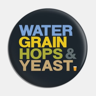 WATER GRAIN HOPS & YEAST - coloured Pin