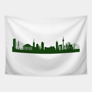 DUSSELDORF Skyline in forest green Tapestry