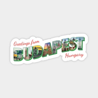 Greetings from Budapest in Hungary vintage style retro souvenir Magnet