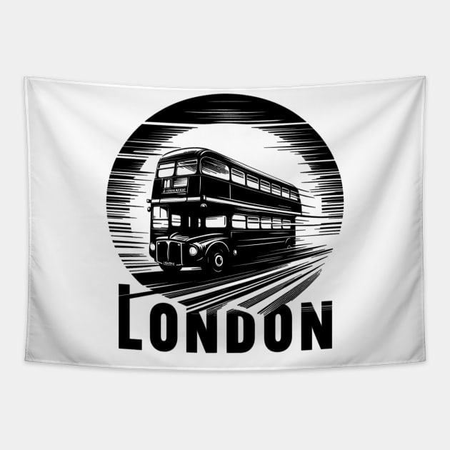 London Bus Tapestry by Vehicles-Art