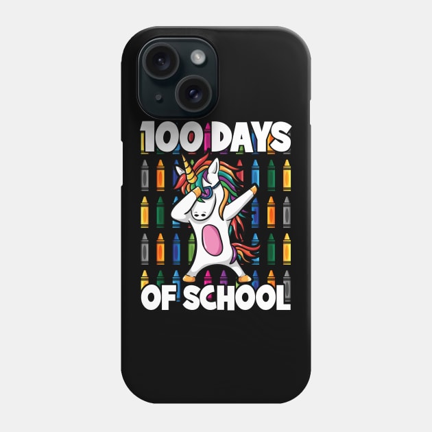 100 Days of School Crayon Dabbing Unicorn Magic Phone Case by RadStar